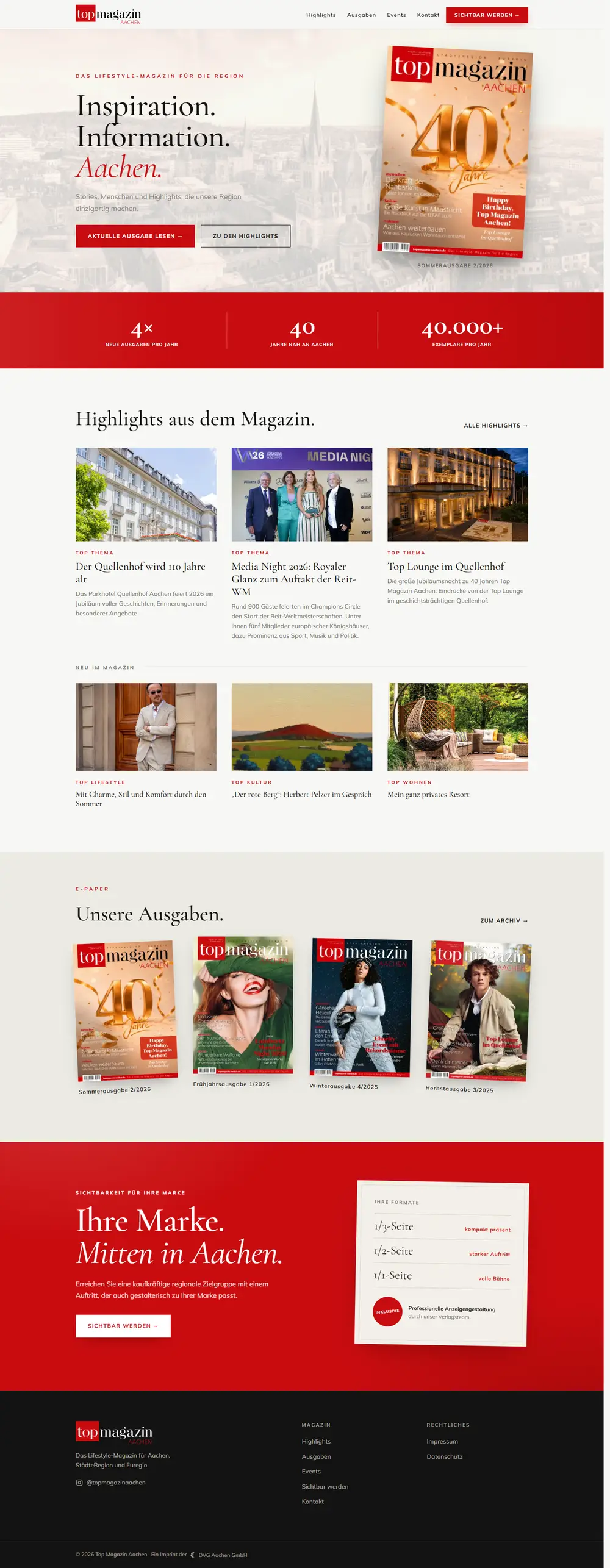 Startseite von Top Magazin Aachen